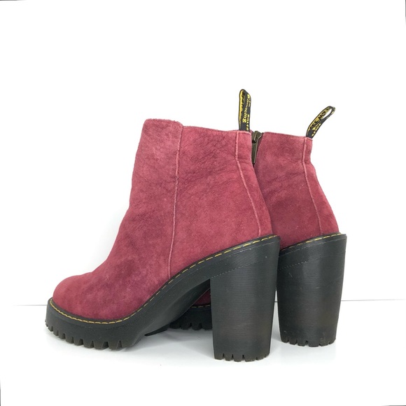 Dr Martens Magdalena Suede Leather Burgundy Ankle Zip Boots Women’s 11 Shoes - Picture 4 of 13